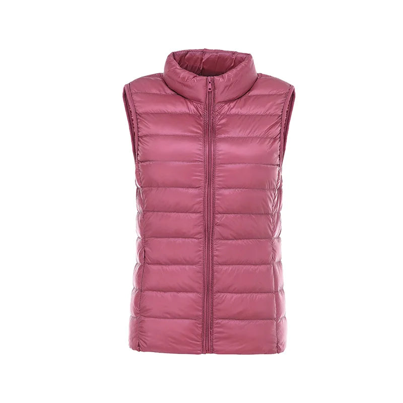 Doudoune d'hiver chaude pour femme, col montant, gilets en fibre, gilets courts, doudoune en résine blanche, gilet noir