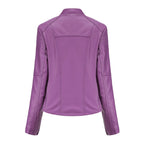 Blouson de Moto en Simili Cuir Noir pour Femme – Veste de Motard Courte et Coupe Slim