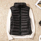 Doudoune d'hiver chaude pour femme, col montant, gilets en fibre, gilets courts, doudoune en résine blanche, gilet noir