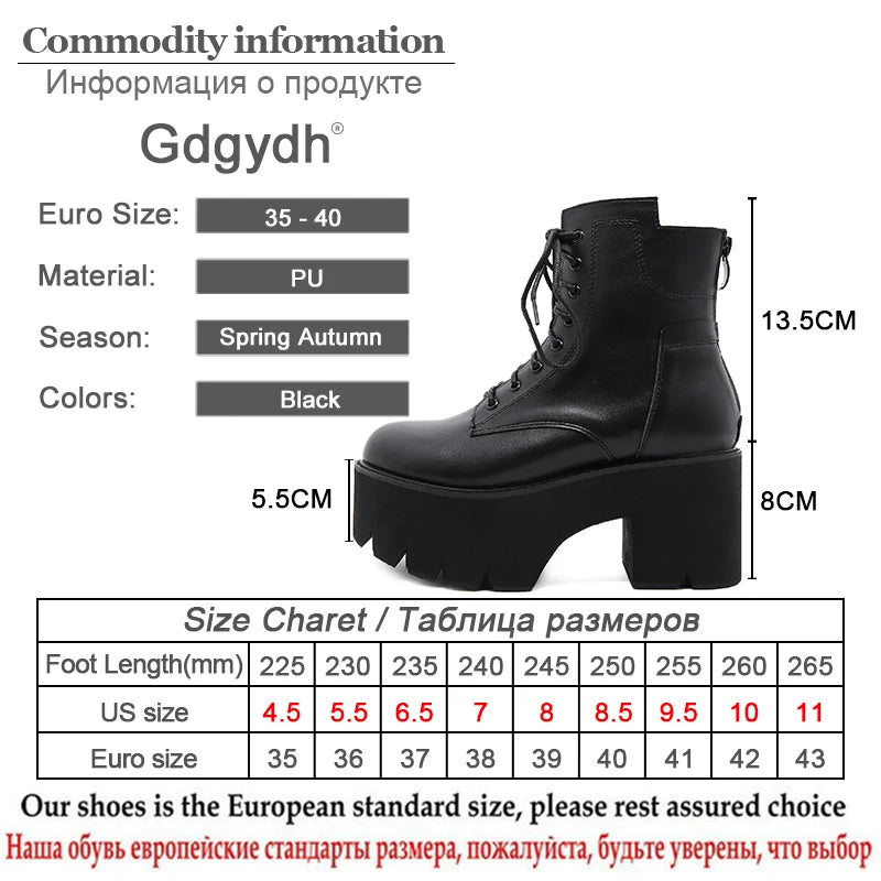 Gdgydh-Bottes Rinse Round Parker pour femmes, OligSoft Material, Lace-Up Female Short, Optical Platform, Ladies Shoes, Black, Vente en gros, 2022