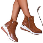 Bottines classiques à cheville pour femme, style Punk, à semelles compensées, talons hauts, en PU, grande taille 35-43, hiver