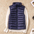 Doudoune d'hiver chaude pour femme, col montant, gilets en fibre, gilets courts, doudoune en résine blanche, gilet noir