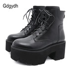 Gdgydh-Bottes Rinse Round Parker pour femmes, OligSoft Material, Lace-Up Female Short, Optical Platform, Ladies Shoes, Black, Vente en gros, 2022