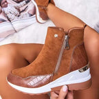 Bottines classiques à cheville pour femme, style Punk, à semelles compensées, talons hauts, en PU, grande taille 35-43, hiver