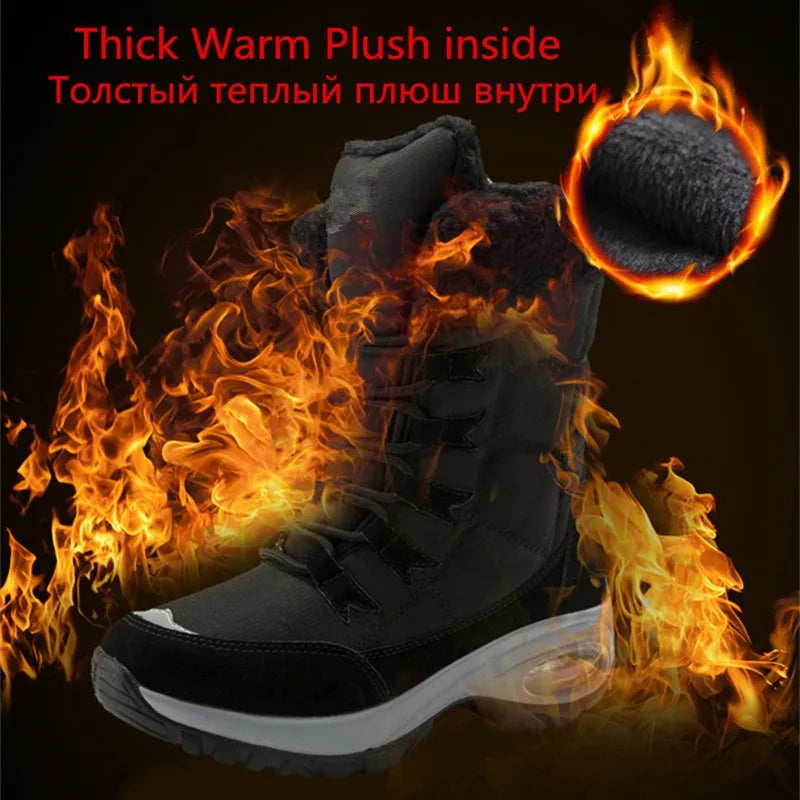 Nouvelles bottes d'hiver pour femmes bottes de neige chaudes de haute qualité à lacets bottines confortables bottes de randonnée imperméables en plein air taille 36-42