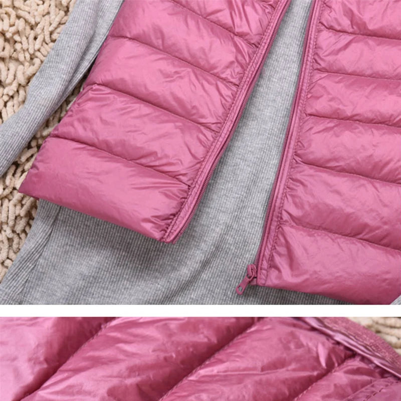 Doudoune d'hiver chaude pour femme, col montant, gilets en fibre, gilets courts, doudoune en résine blanche, gilet noir