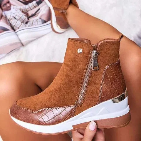 Bottines classiques à cheville pour femme, style Punk, à semelles compensées, talons hauts, en PU, grande taille 35-43, hiver
