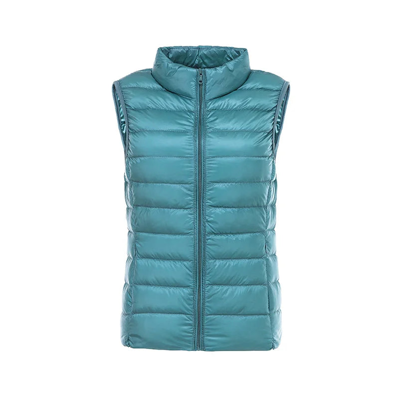 Doudoune d'hiver chaude pour femme, col montant, gilets en fibre, gilets courts, doudoune en résine blanche, gilet noir