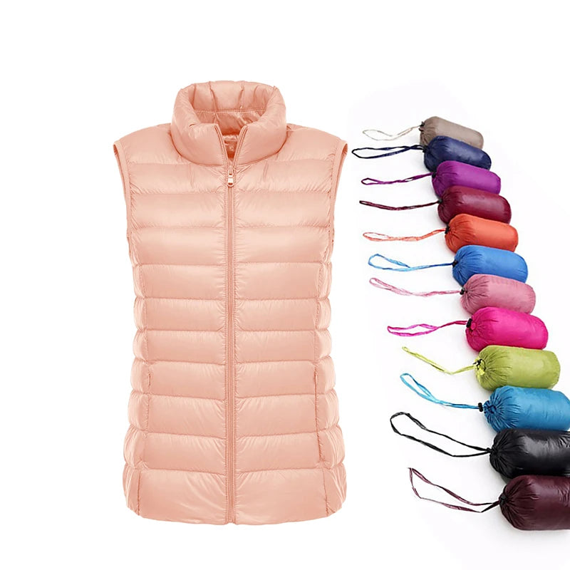 Doudoune d'hiver chaude pour femme, col montant, gilets en fibre, gilets courts, doudoune en résine blanche, gilet noir