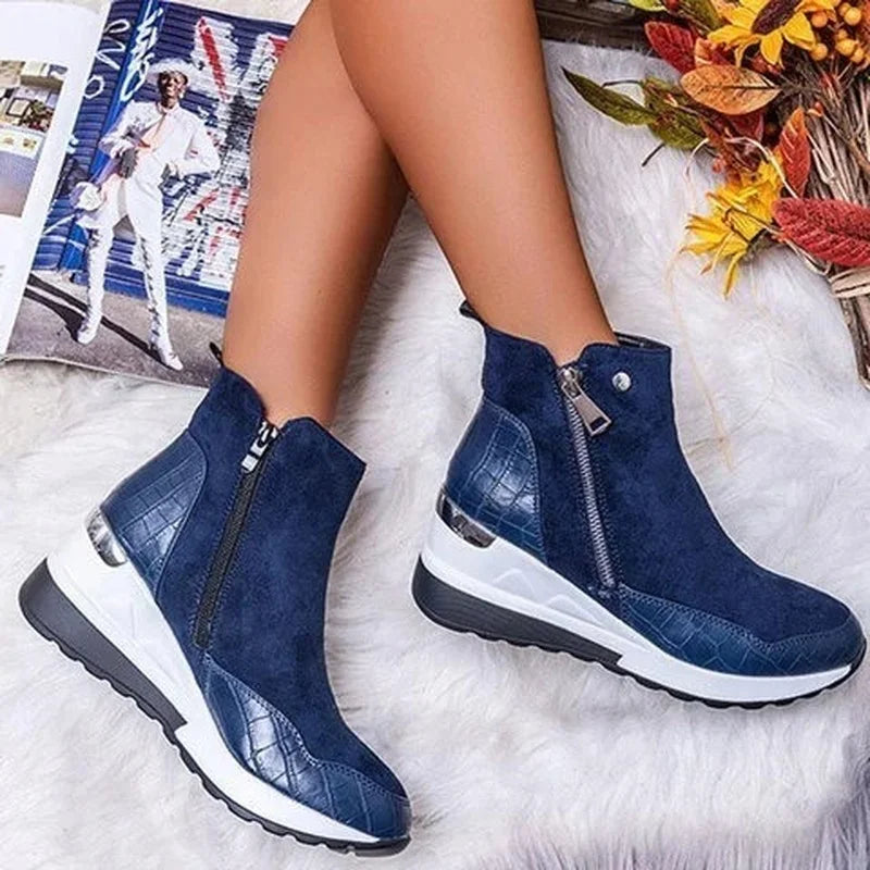 Bottines classiques à cheville pour femme, style Punk, à semelles compensées, talons hauts, en PU, grande taille 35-43, hiver