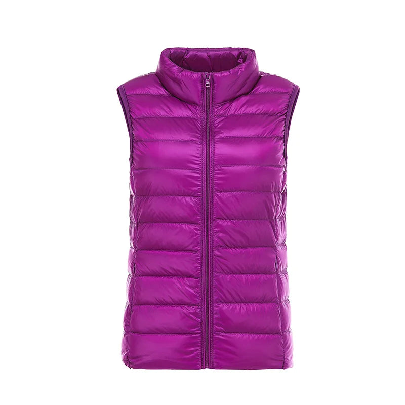 Doudoune d'hiver chaude pour femme, col montant, gilets en fibre, gilets courts, doudoune en résine blanche, gilet noir