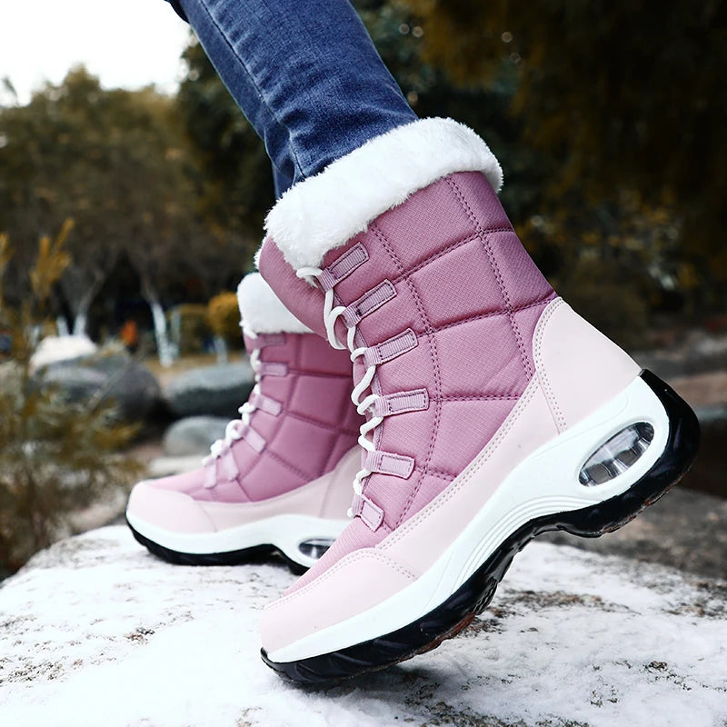 Nouvelles bottes d'hiver pour femmes bottes de neige chaudes de haute qualité à lacets bottines confortables bottes de randonnée imperméables en plein air taille 36-42