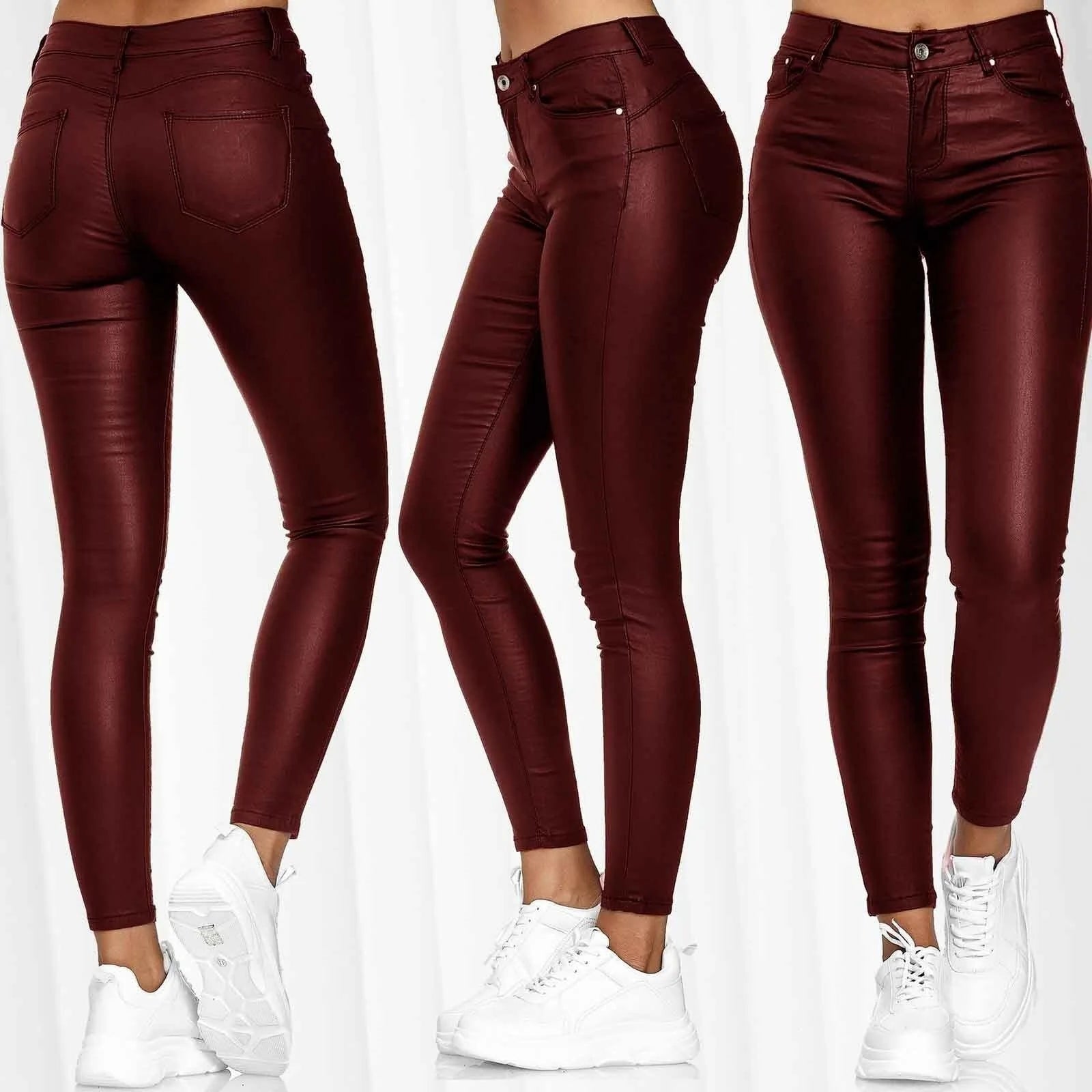 Pantalon Slim en Similicuir Taille Haute - Look Sexy Chic