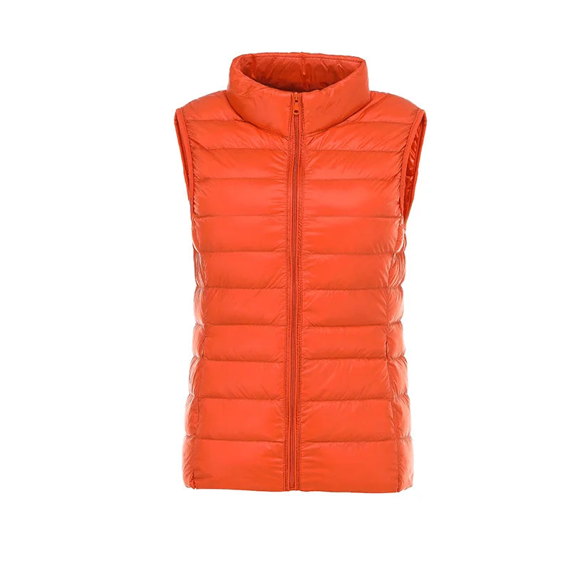 Doudoune d'hiver chaude pour femme, col montant, gilets en fibre, gilets courts, doudoune en résine blanche, gilet noir