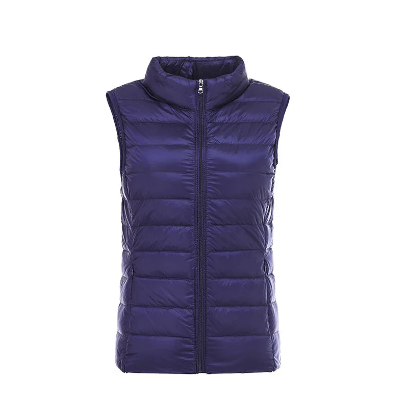 Doudoune d'hiver chaude pour femme, col montant, gilets en fibre, gilets courts, doudoune en résine blanche, gilet noir