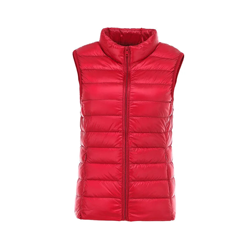 Doudoune d'hiver chaude pour femme, col montant, gilets en fibre, gilets courts, doudoune en résine blanche, gilet noir