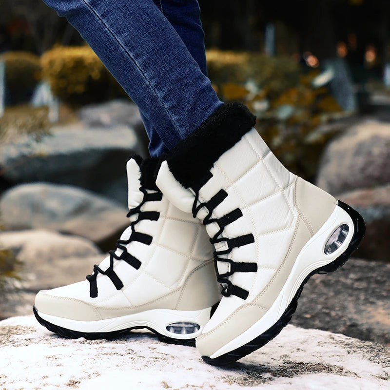 Nouvelles bottes d'hiver pour femmes bottes de neige chaudes de haute qualité à lacets bottines confortables bottes de randonnée imperméables en plein air taille 36-42