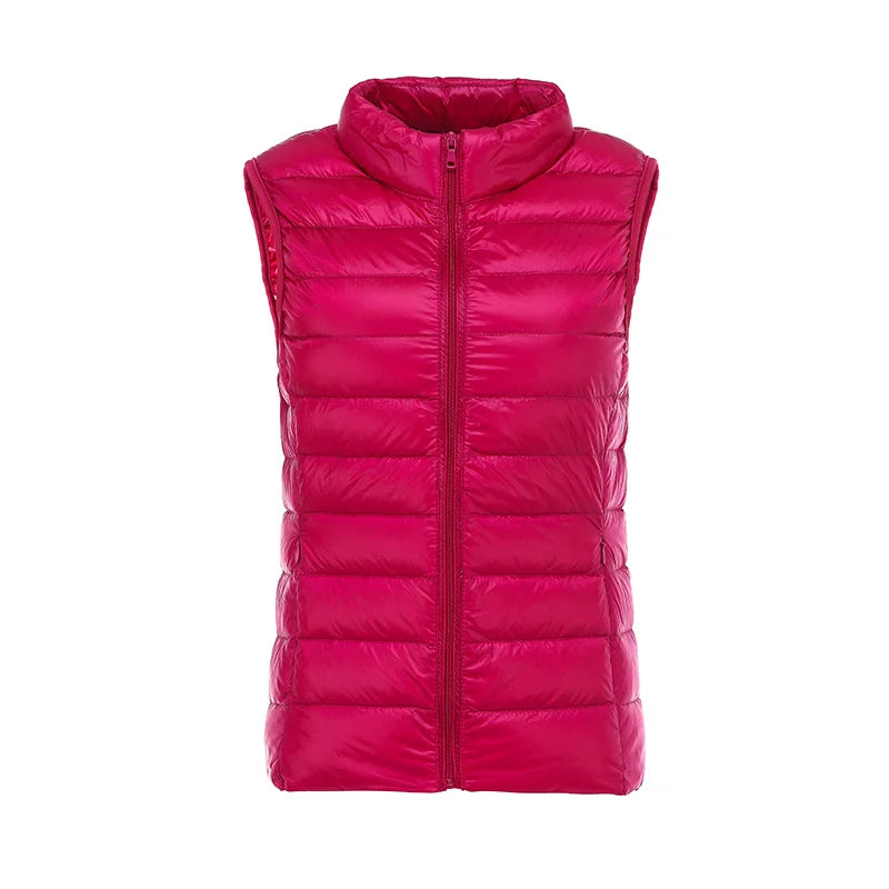Doudoune d'hiver chaude pour femme, col montant, gilets en fibre, gilets courts, doudoune en résine blanche, gilet noir