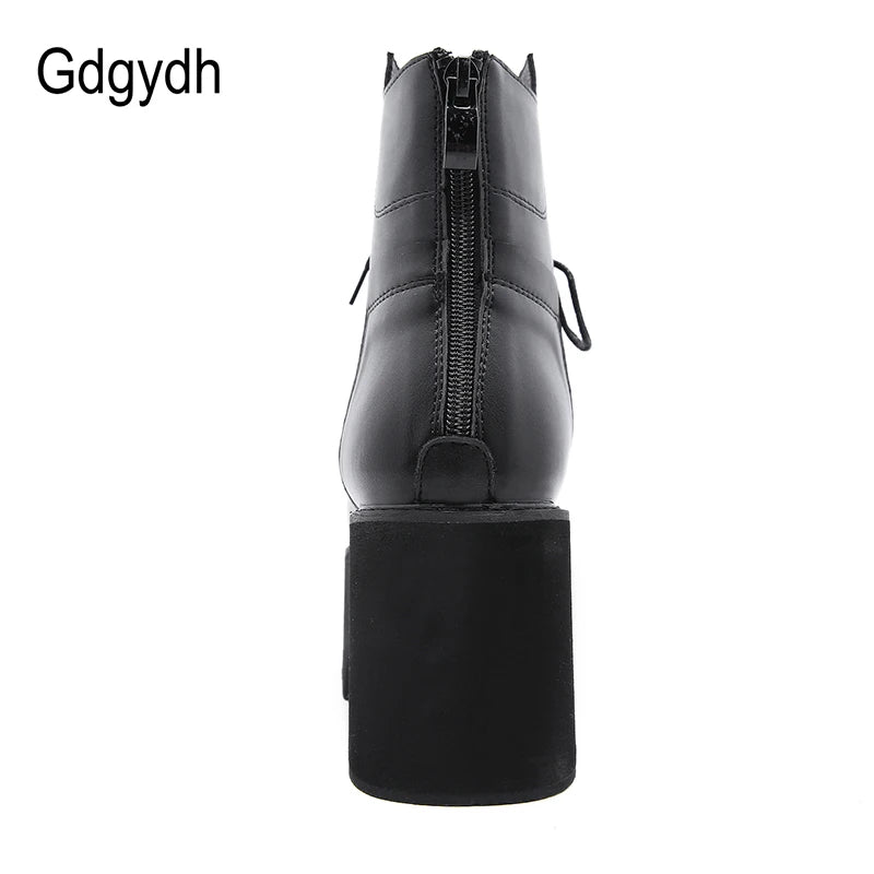 Gdgydh-Bottes Rinse Round Parker pour femmes, OligSoft Material, Lace-Up Female Short, Optical Platform, Ladies Shoes, Black, Vente en gros, 2022