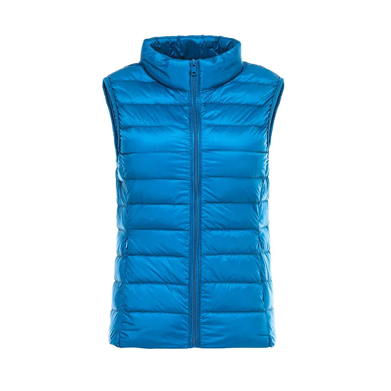 Doudoune d'hiver chaude pour femme, col montant, gilets en fibre, gilets courts, doudoune en résine blanche, gilet noir