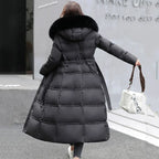 Doudoune à capuche avec col en fourrure pour femme, 90% duvet de canard blanc, optique chaude, manteau femme élégant, grande taille, hiver, nouveau, OK1156, 2025