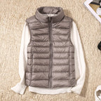 Doudoune d'hiver chaude pour femme, col montant, gilets en fibre, gilets courts, doudoune en résine blanche, gilet noir