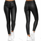 Pantalon Slim en Similicuir Taille Haute - Look Sexy Chic