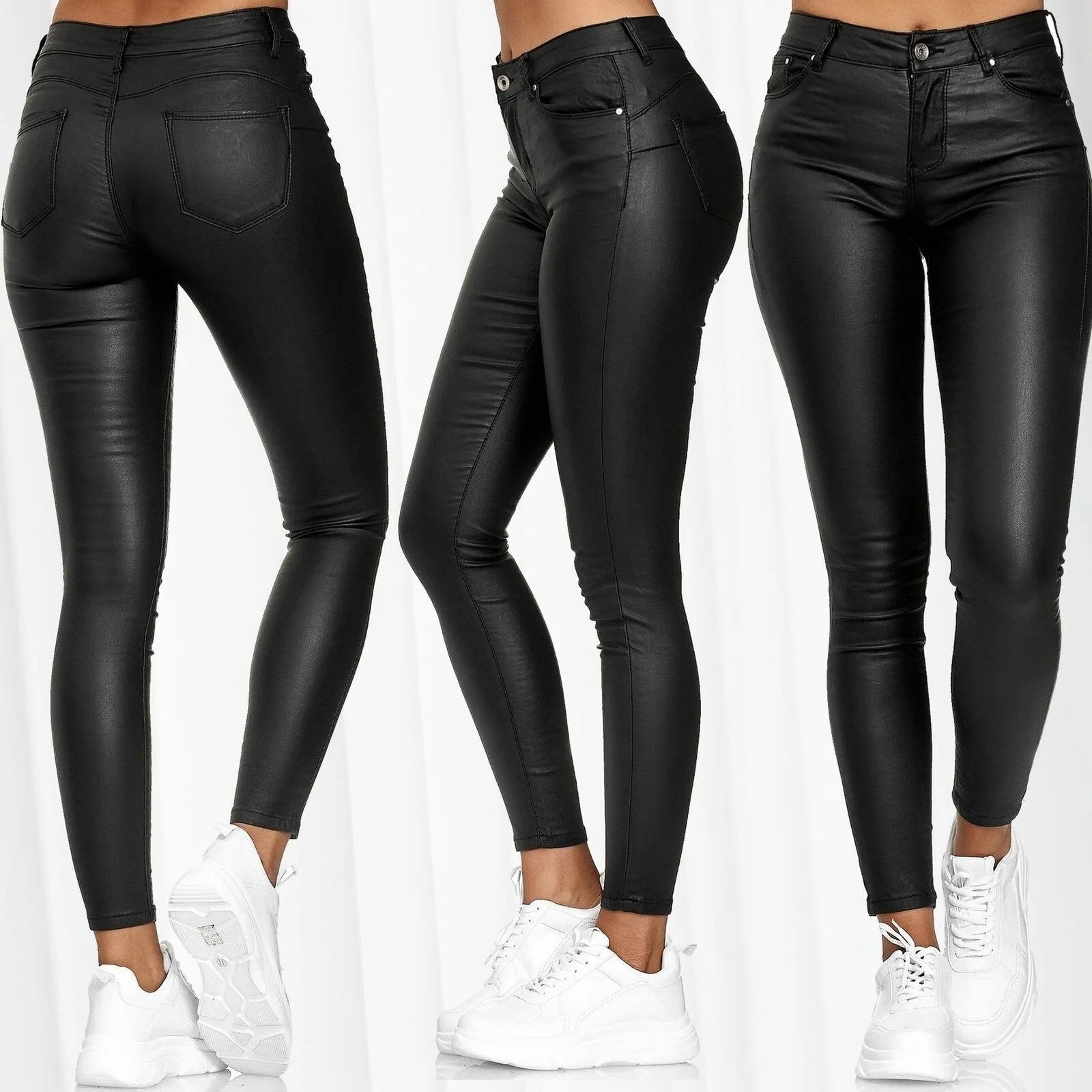 Pantalon Slim en Similicuir Taille Haute - Look Sexy Chic