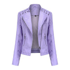 Blouson de Moto en Simili Cuir Noir pour Femme – Veste de Motard Courte et Coupe Slim