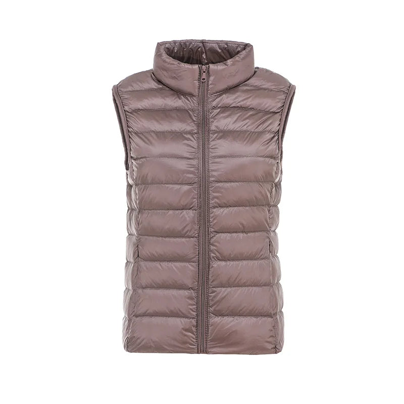 Doudoune d'hiver chaude pour femme, col montant, gilets en fibre, gilets courts, doudoune en résine blanche, gilet noir