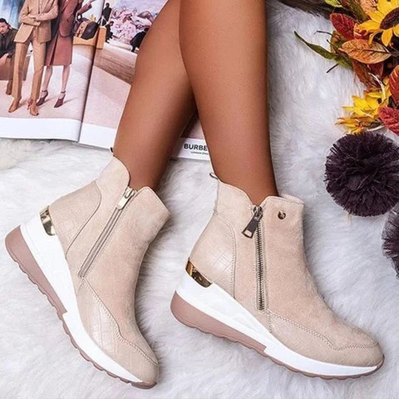 Bottines classiques à cheville pour femme, style Punk, à semelles compensées, talons hauts, en PU, grande taille 35-43, hiver