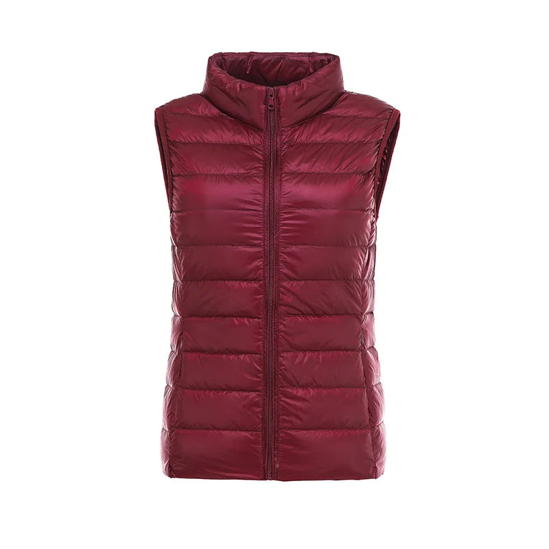 Doudoune d'hiver chaude pour femme, col montant, gilets en fibre, gilets courts, doudoune en résine blanche, gilet noir
