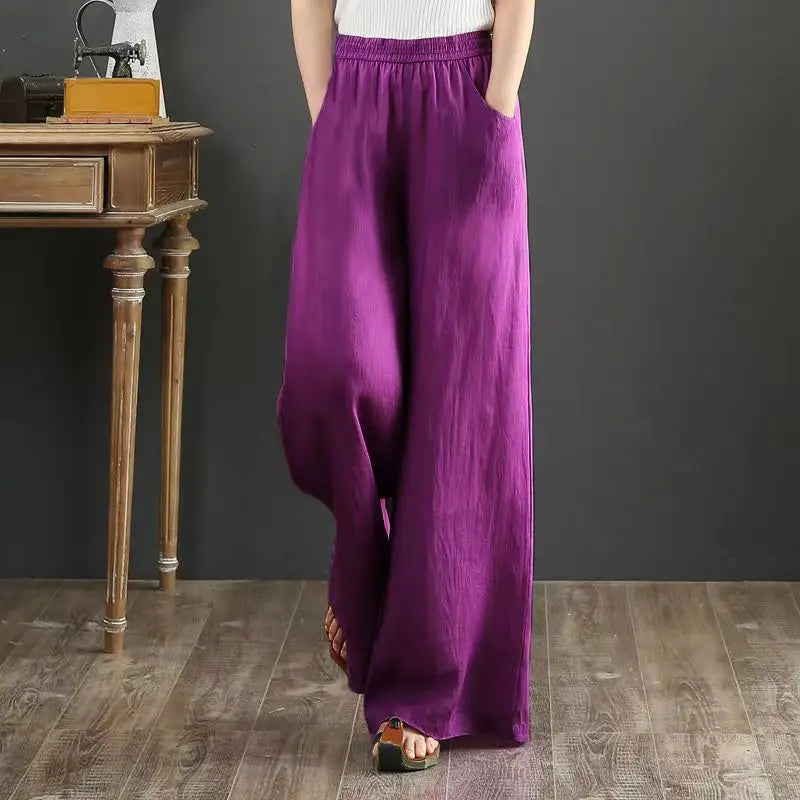 Pantalon en Lin et Coton pour Femme – Coupe Bloomers Fluide et Style Zen