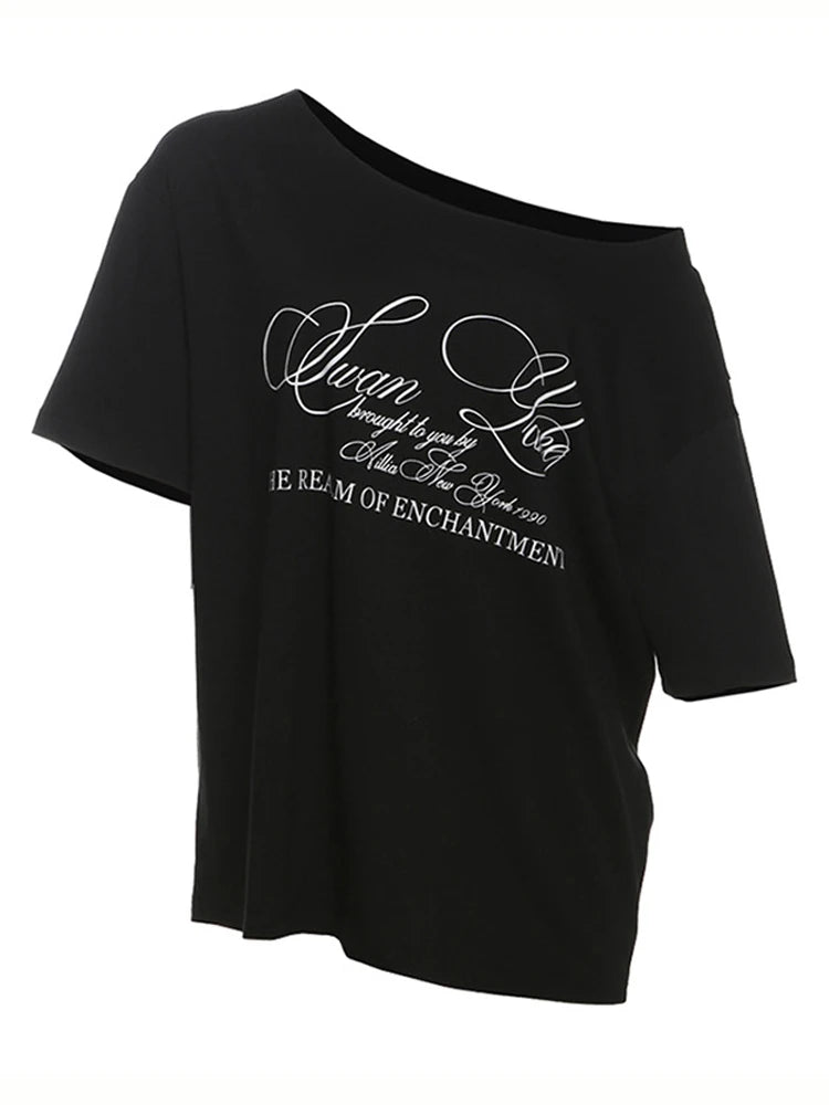 T-Shirt Extra-Long Oversize Lettre - Robe T-Shirt Y2K