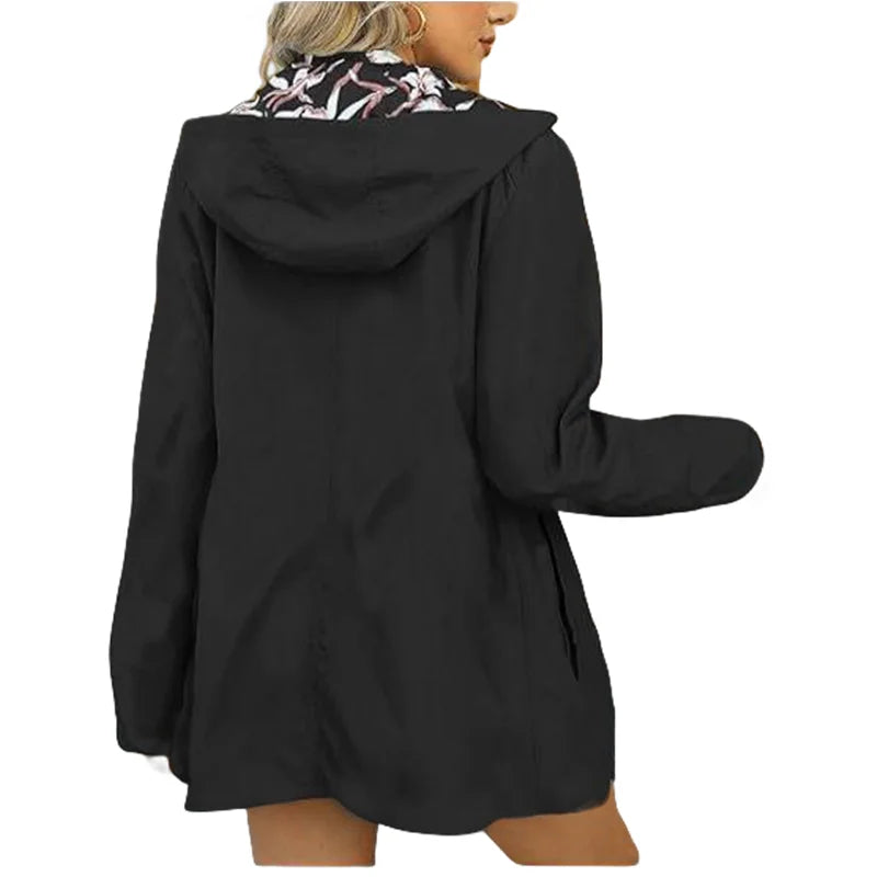 Veste à capuche d'automne pour femmes, manteau décontracté imprimé réversible avec poches, Streetwear multicolore, vêtements assortis S-2XL