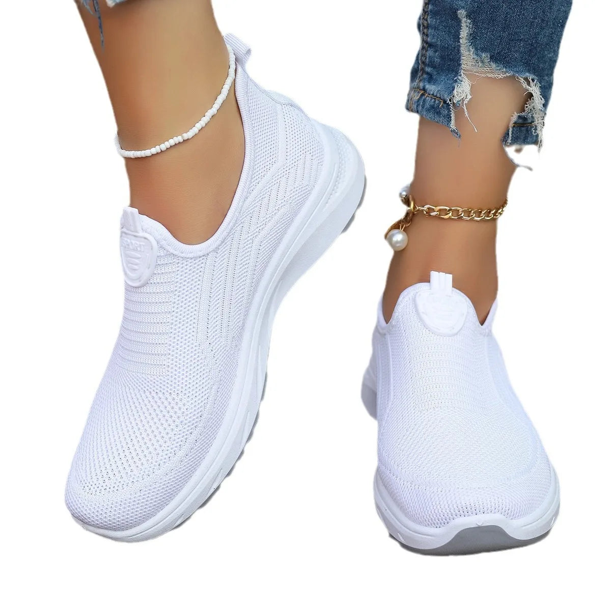 Chaussures en Maille Respirante pour Femme, Grande Taille, Décontractées, Semelle Souple, Légères, Une Étape, Simple, Nouvelle Collection Été