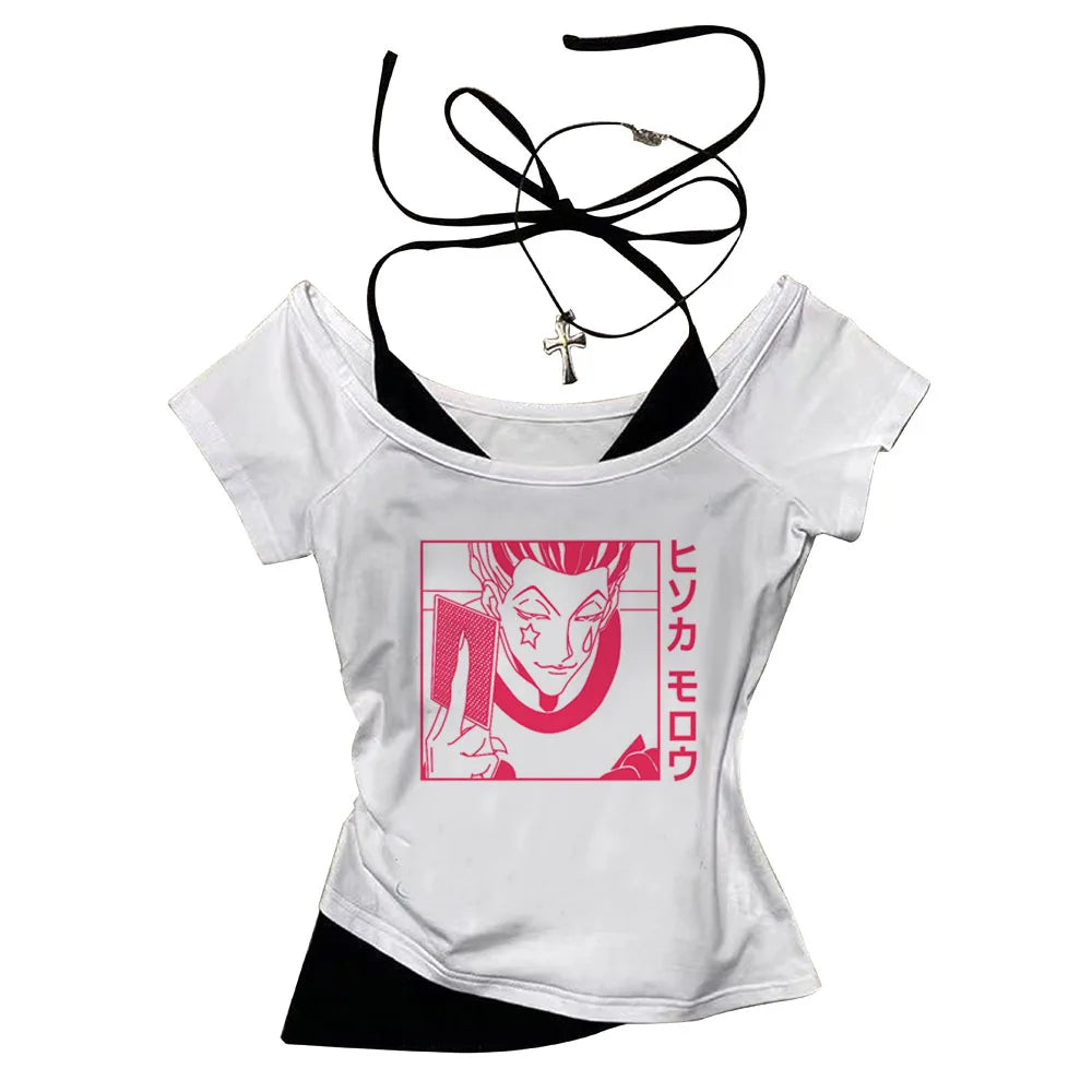 Crop Top Hunter x Hunter - T-Shirt Killua Hisoka Y2K