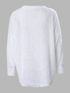 Pull Oversize Col en V en Maille Côtelée pour Femme