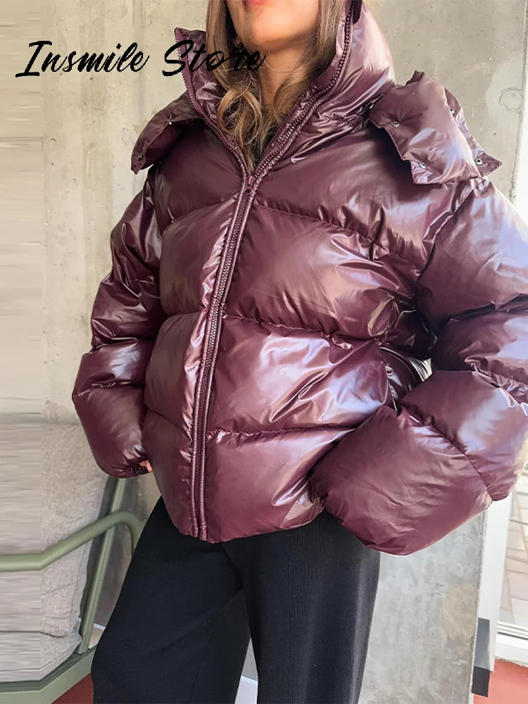 Doudoune Hiver Chocolat Oversize pour Femme - Chin.Sweety