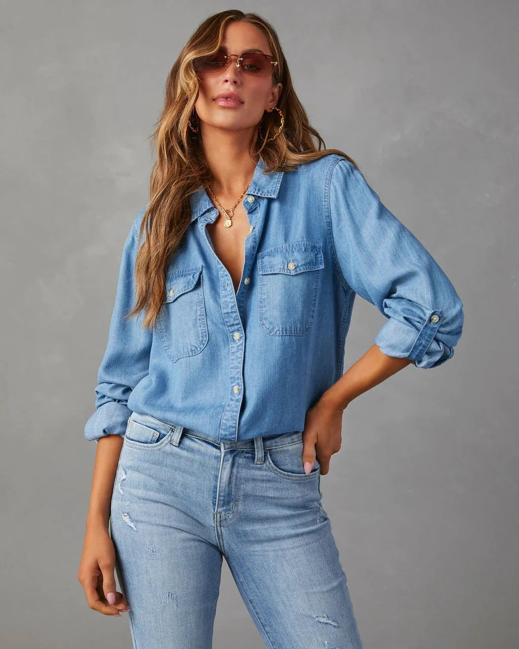 Chemise Denim Ample et Vintage pour Femme