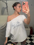 T-Shirt Extra-Long Oversize Lettre - Robe T-Shirt Y2K
