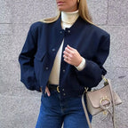 MUJER femmes Bomber veste femmes automne recadrée veste pour femmes 2025 à manches longues aviateur vestes femme mode manteaux courts