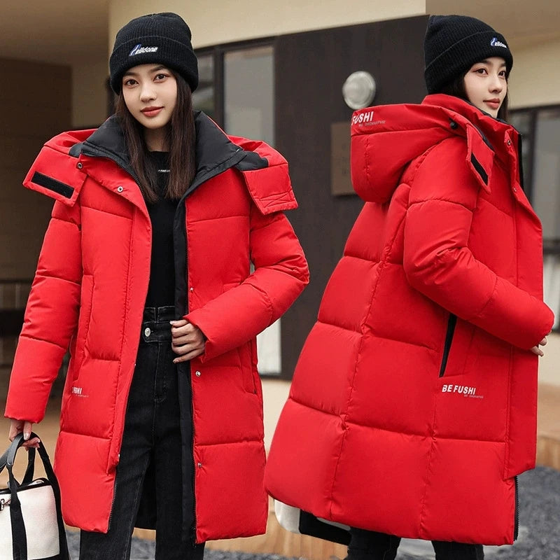 Manteau Long d'Hiver pour Femme – Parka Épaisse et Ample Style Coréen