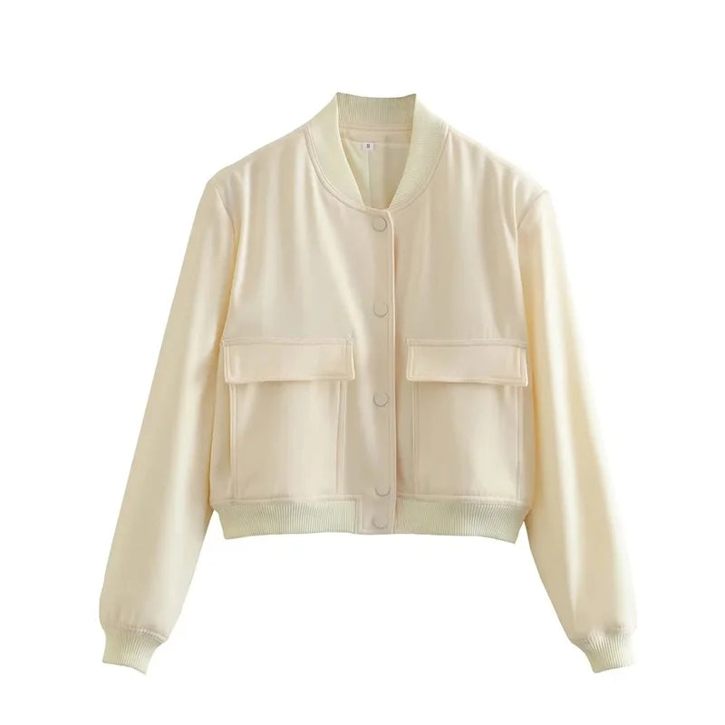 MUJER femmes Bomber veste femmes automne recadrée veste pour femmes 2025 à manches longues aviateur vestes femme mode manteaux courts