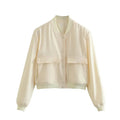 MUJER femmes Bomber veste femmes automne recadrée veste pour femmes 2025 à manches longues aviateur vestes femme mode manteaux courts