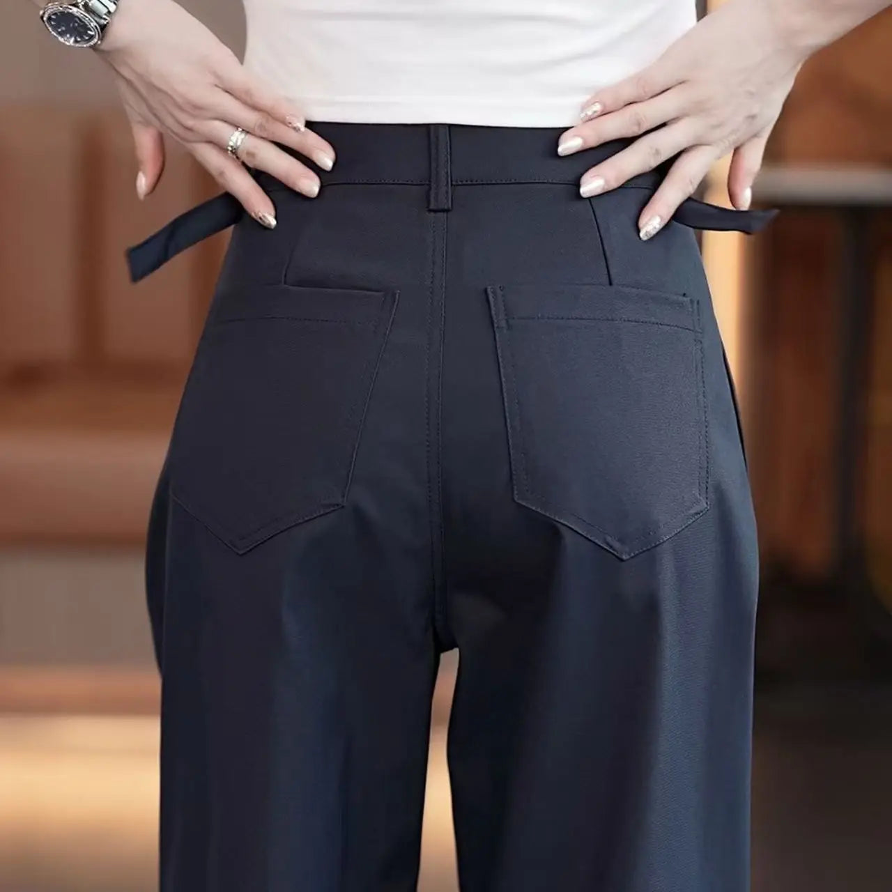 Pantalon Large Vert Armée Taille Haute - Style Streetwear Chic