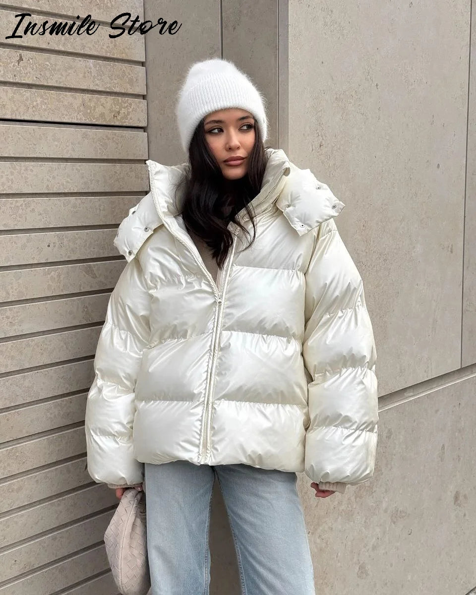 Doudoune Hiver Chocolat Oversize pour Femme - Chin.Sweety