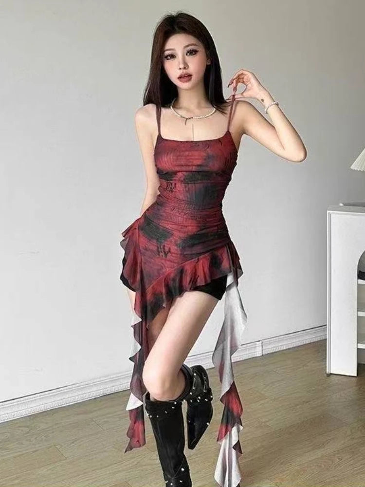 T-Shirt Asymétrique Patchwork Gaze - Haut Grunge Y2K