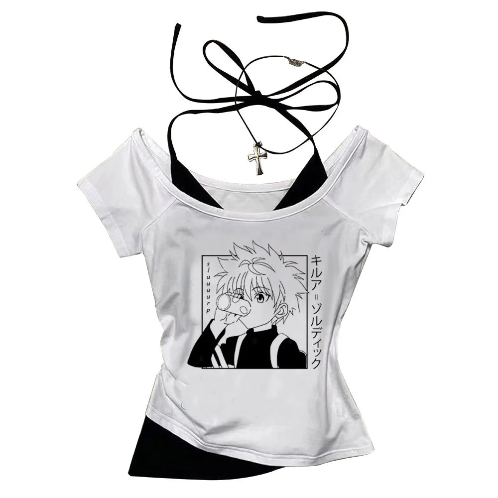Crop Top Hunter x Hunter - T-Shirt Killua Hisoka Y2K