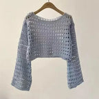 Haut de Plage en Maille Ajourée Style Boho - Crop Top Crochet